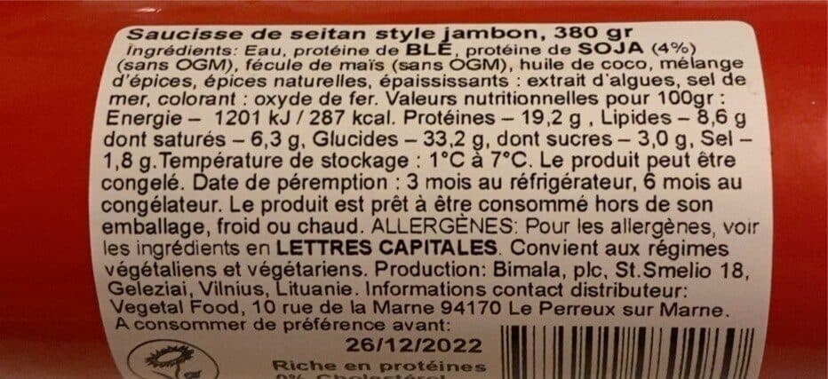 Amala saucisse de seitan vegan packshot