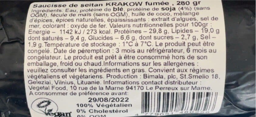 Open Food Facts Krakow Seitan Sausage packshot