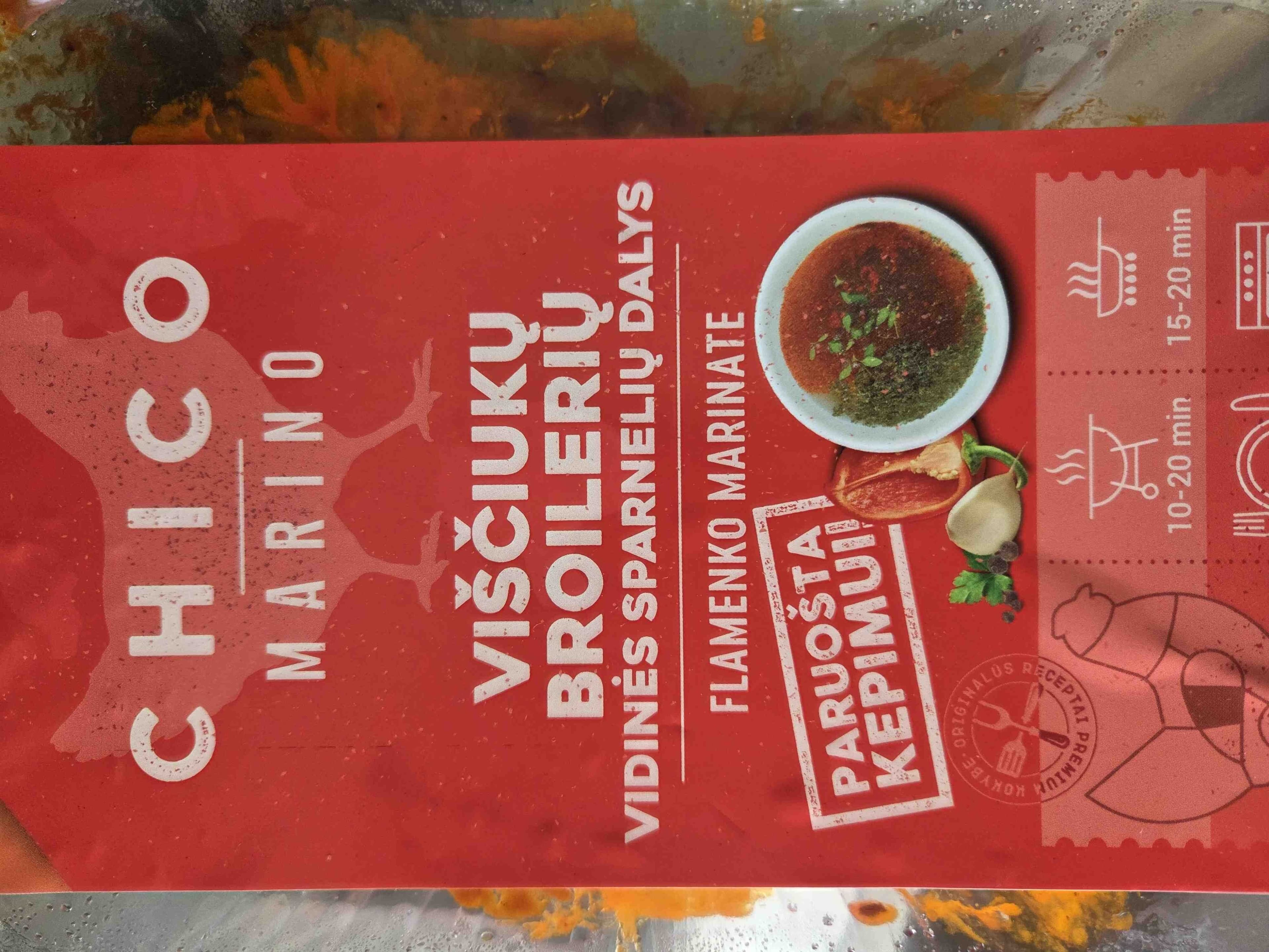 Chico marino Viščiukų broilerių vidinės sparnelių dalys flamenko marinate packshot