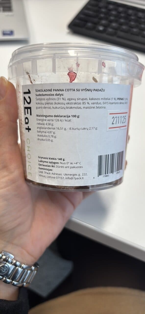 12Eat Choice Šokoladinė Panna Cotta su vyšnių padažu packshot