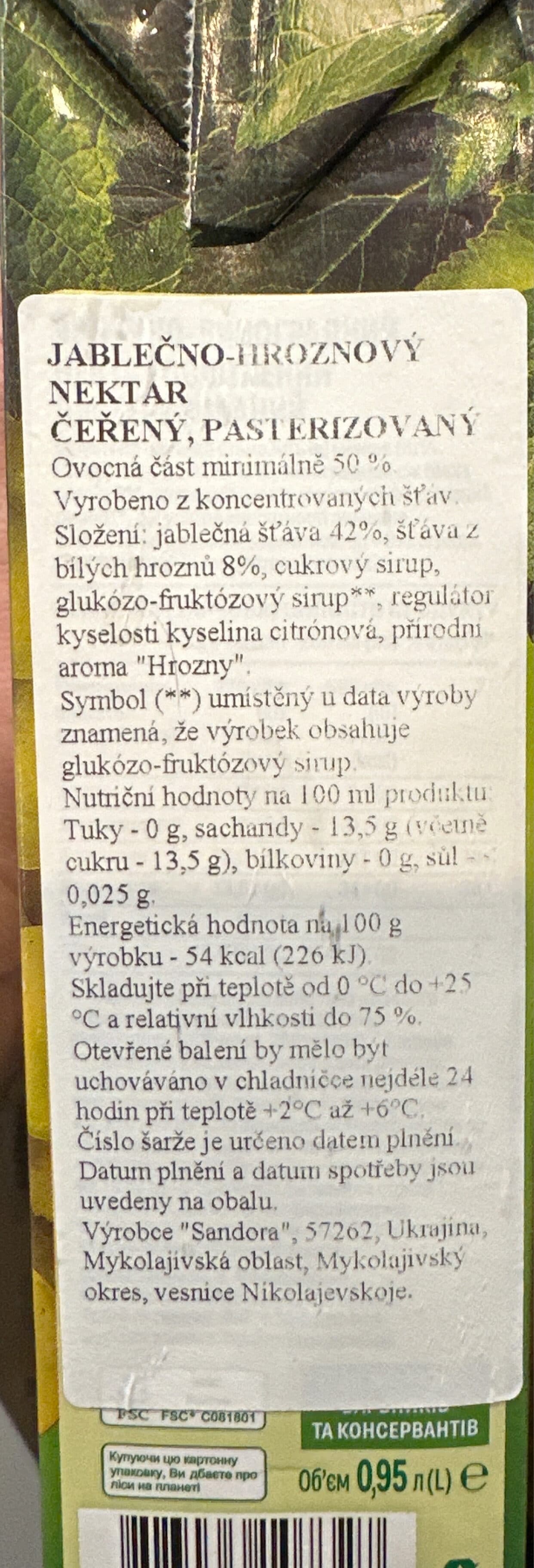 Open Food Facts Obuol., balt. vynuog. nekt. SADOCHOK, 50 %, 0,95 l packshot