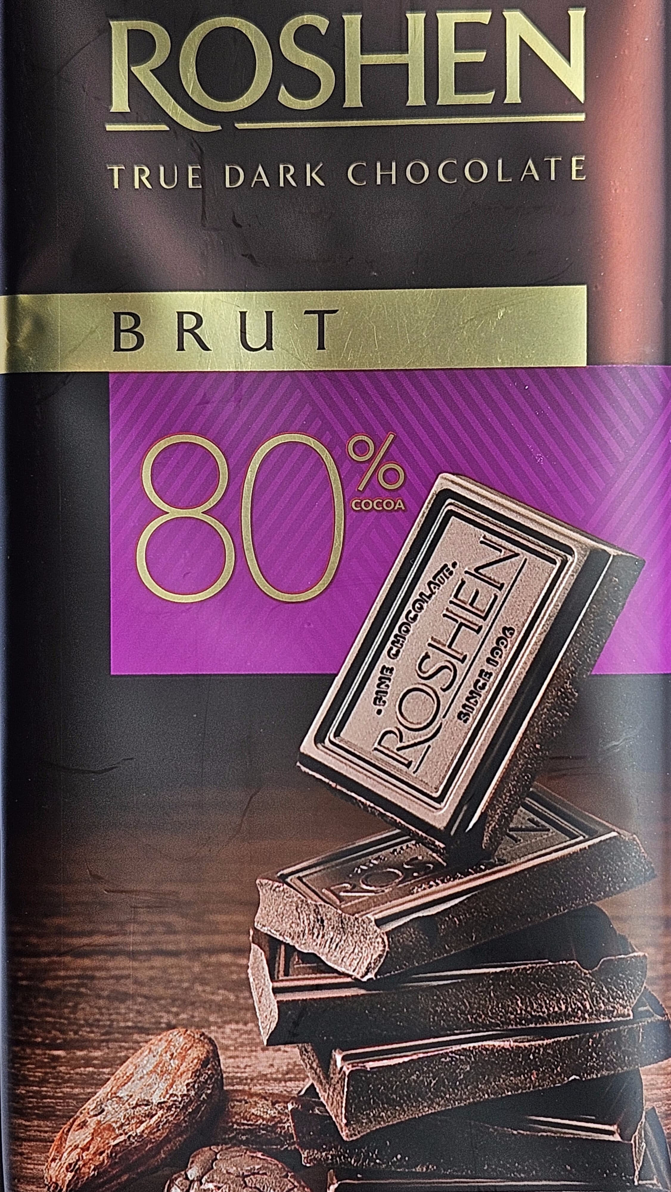 Roshen BRUT TrueDark Chocolate Bar 80% packshot