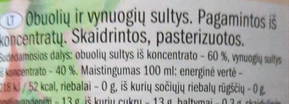vita Obuolių - vynuogių sultys iš koncentrato packshot