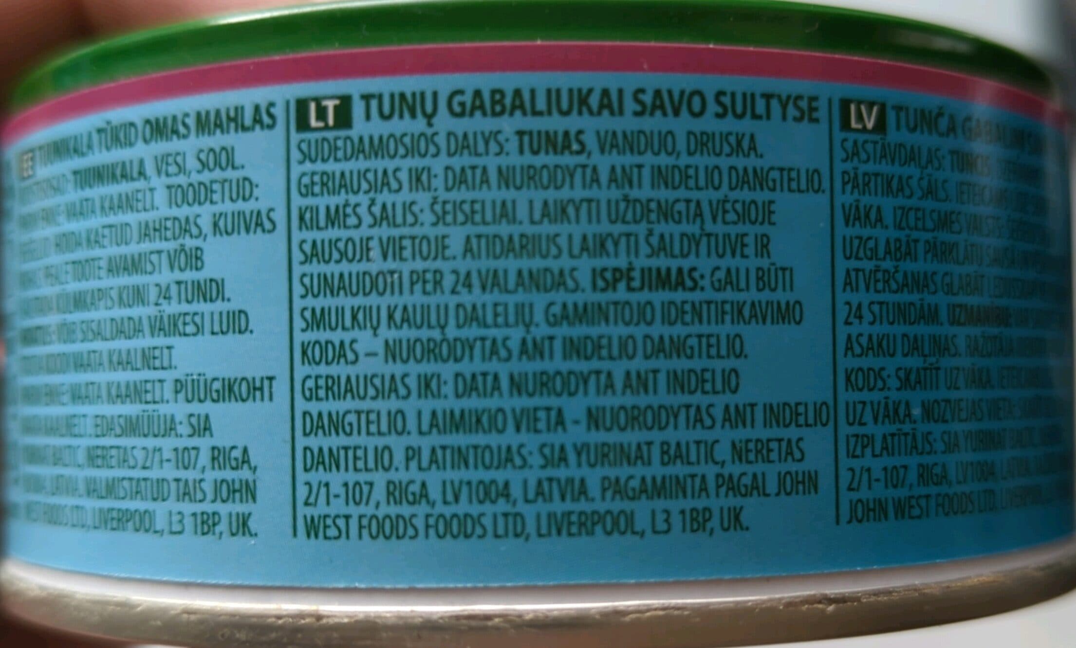 John West Tuna In Brine packshot