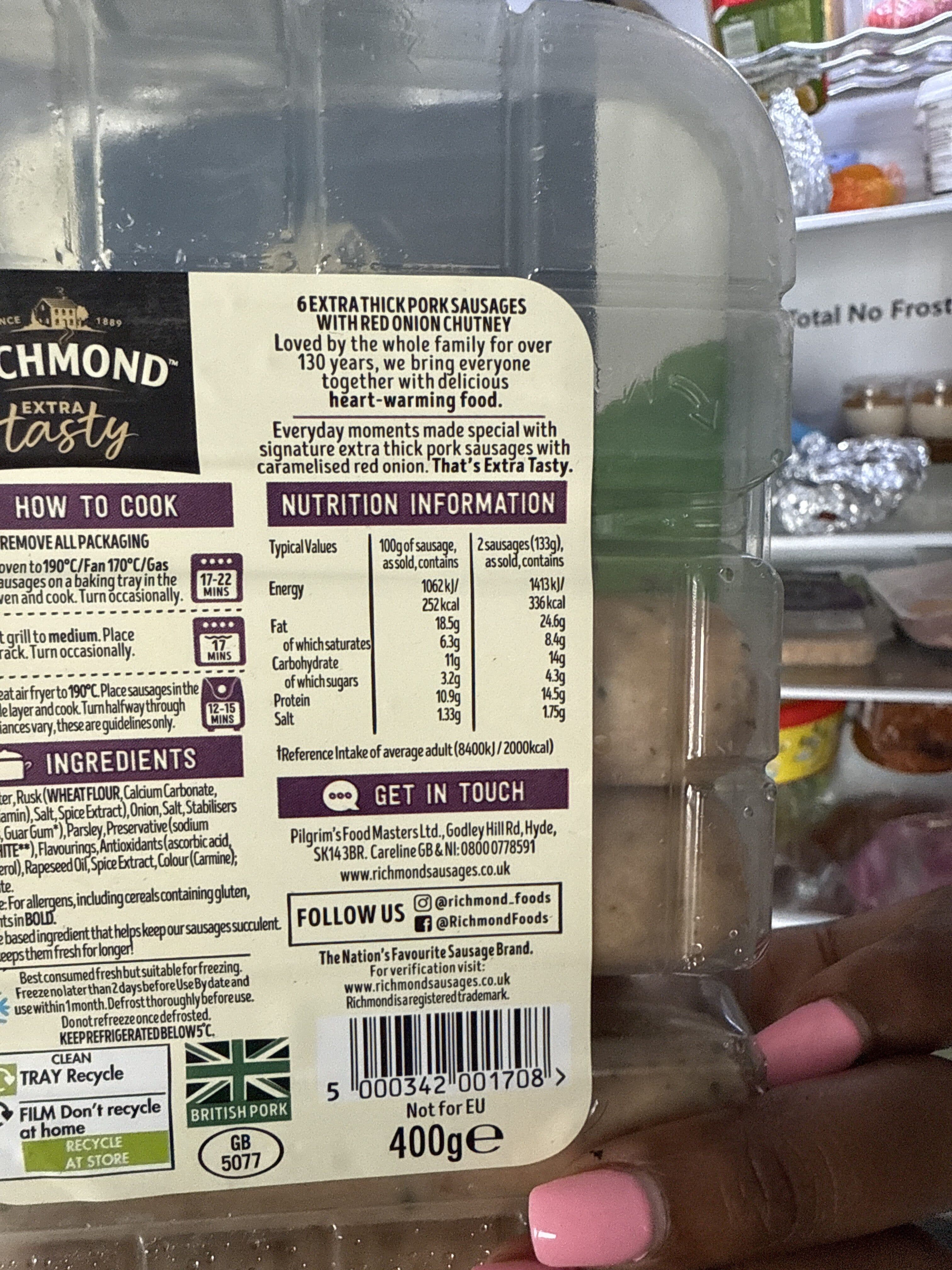 Richmond Caramelised Red Onion Sausages packshot
