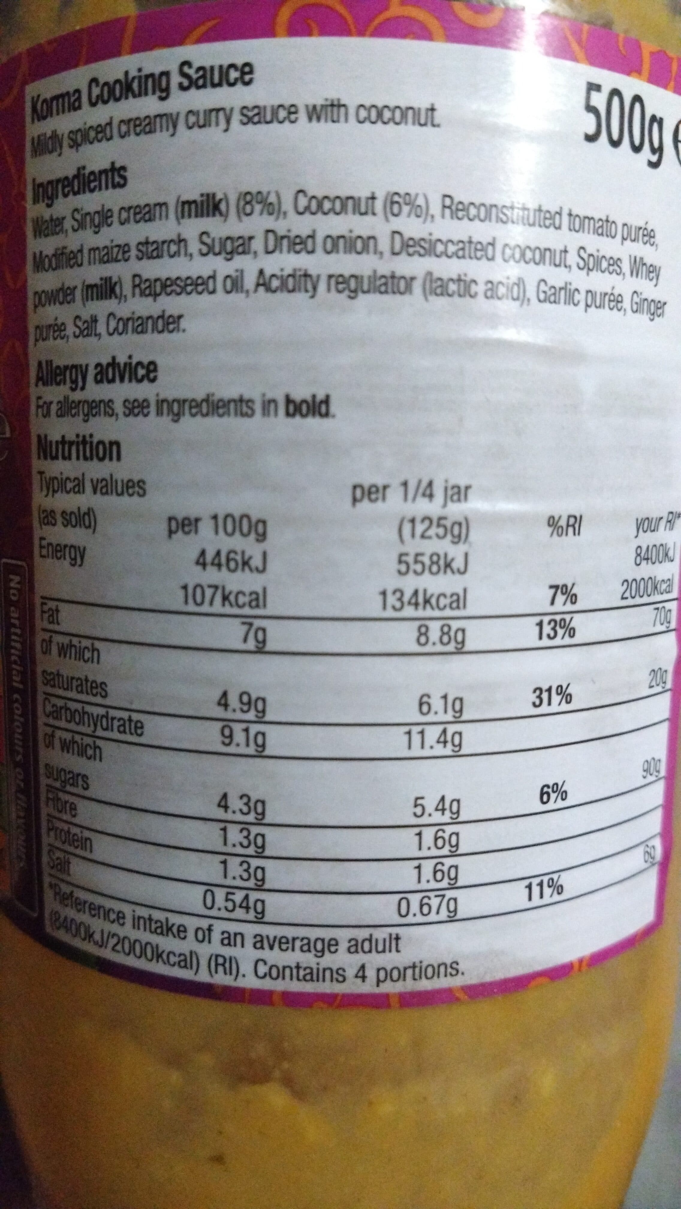 Morrisons Korma cooking sauce packshot