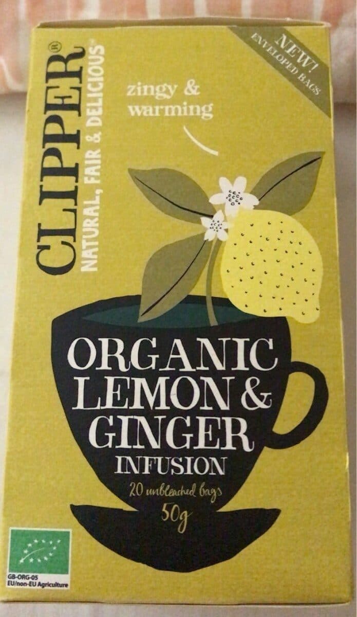 Clipper Organic lemon and ginger infusion packshot
