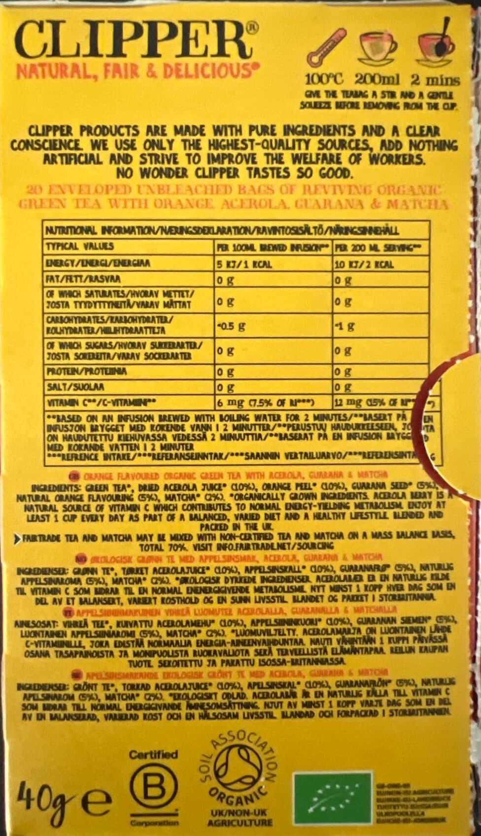 Clipper Reviving Organic Green Tea packshot