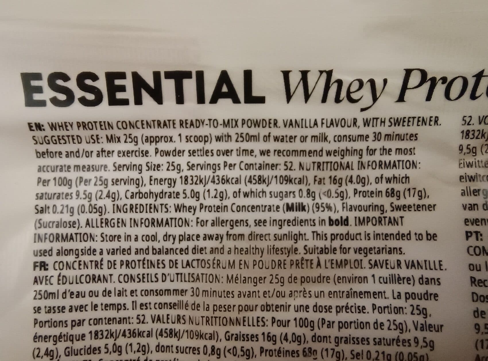 Myprotein Essential Whey Protein Vanilla packshot