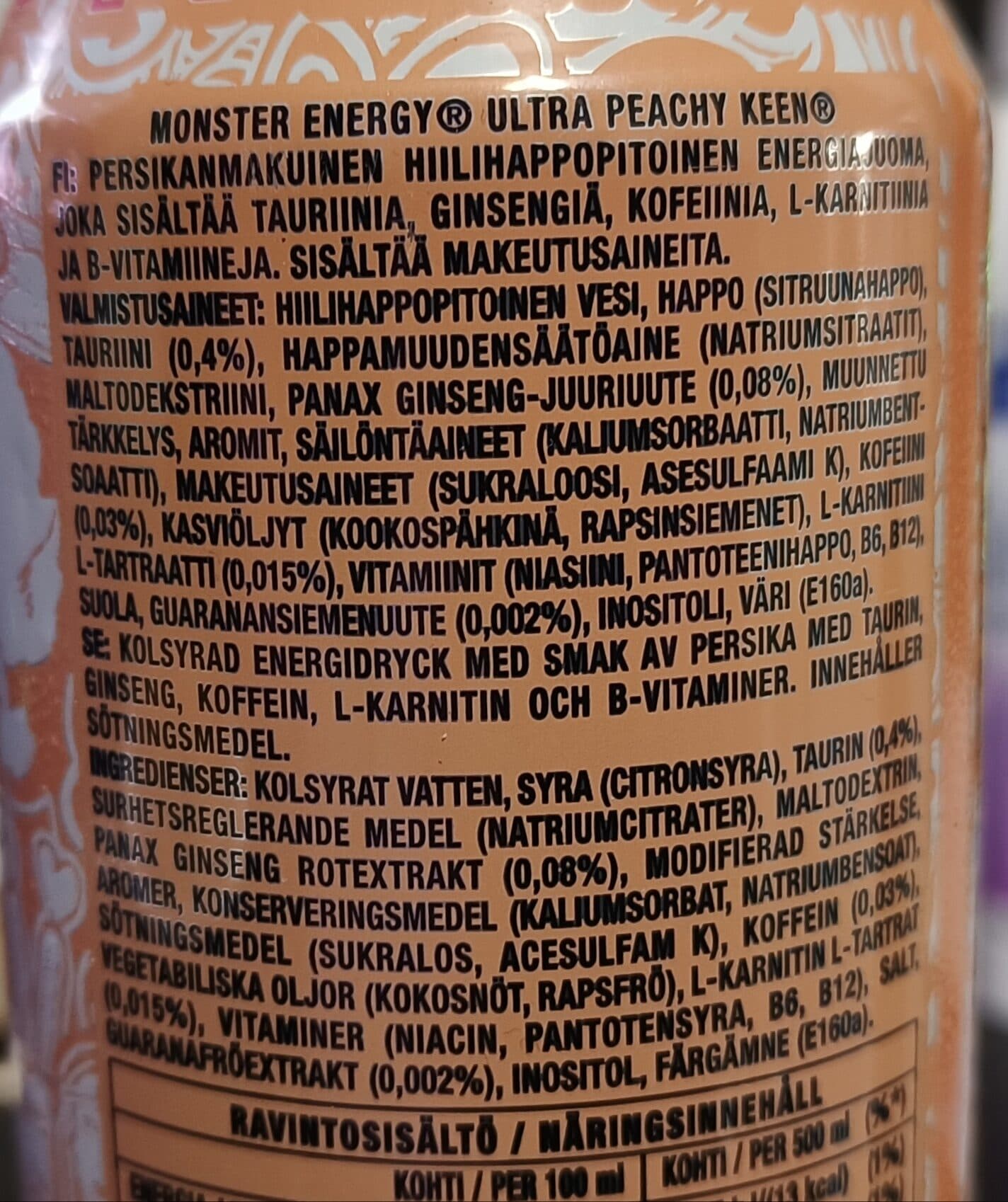 Monster Energy Ultra Peachy Keen Energy drink packshot