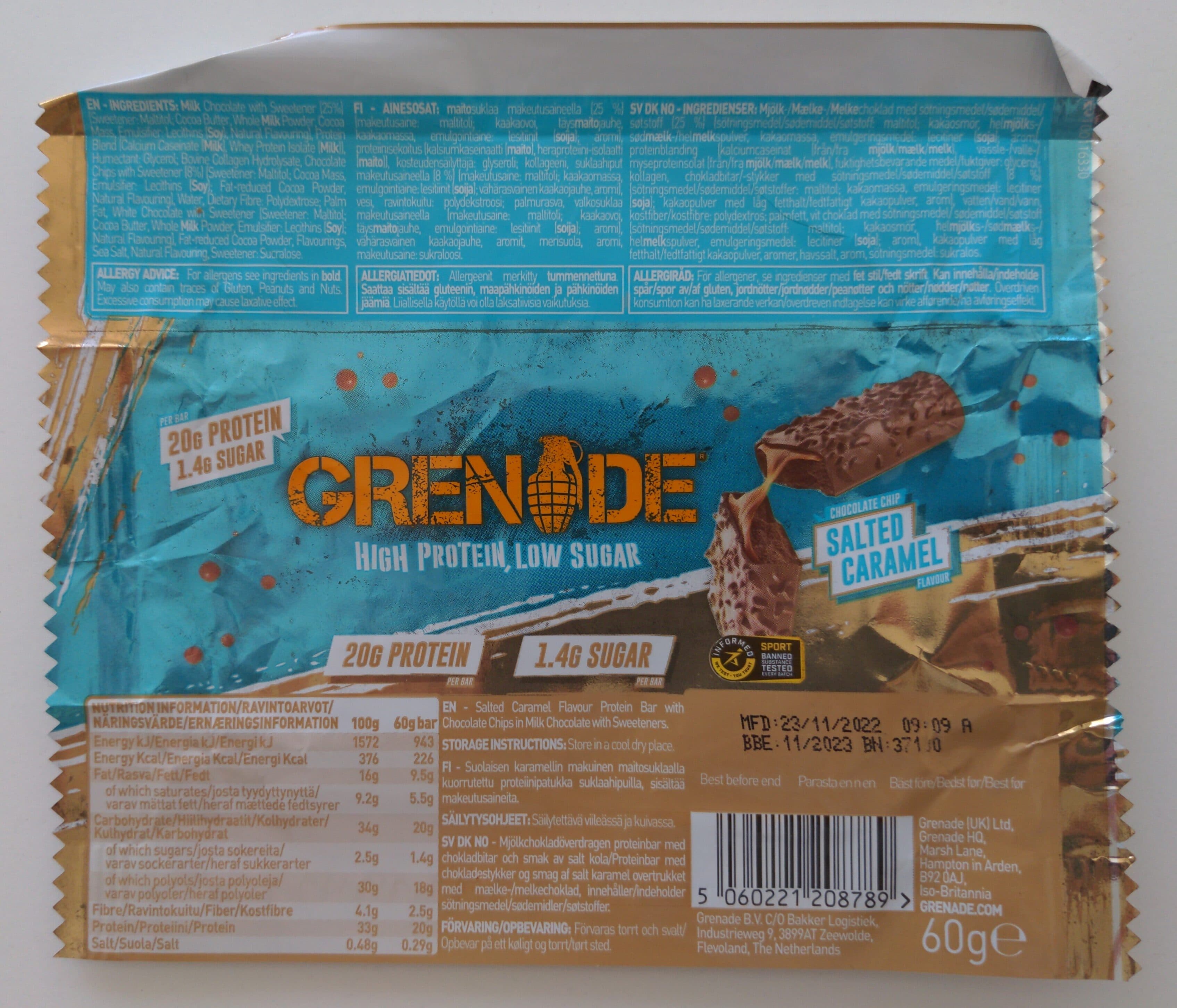 Grenade Grenade Chocolate Chip Salted Caramel Flavour packshot
