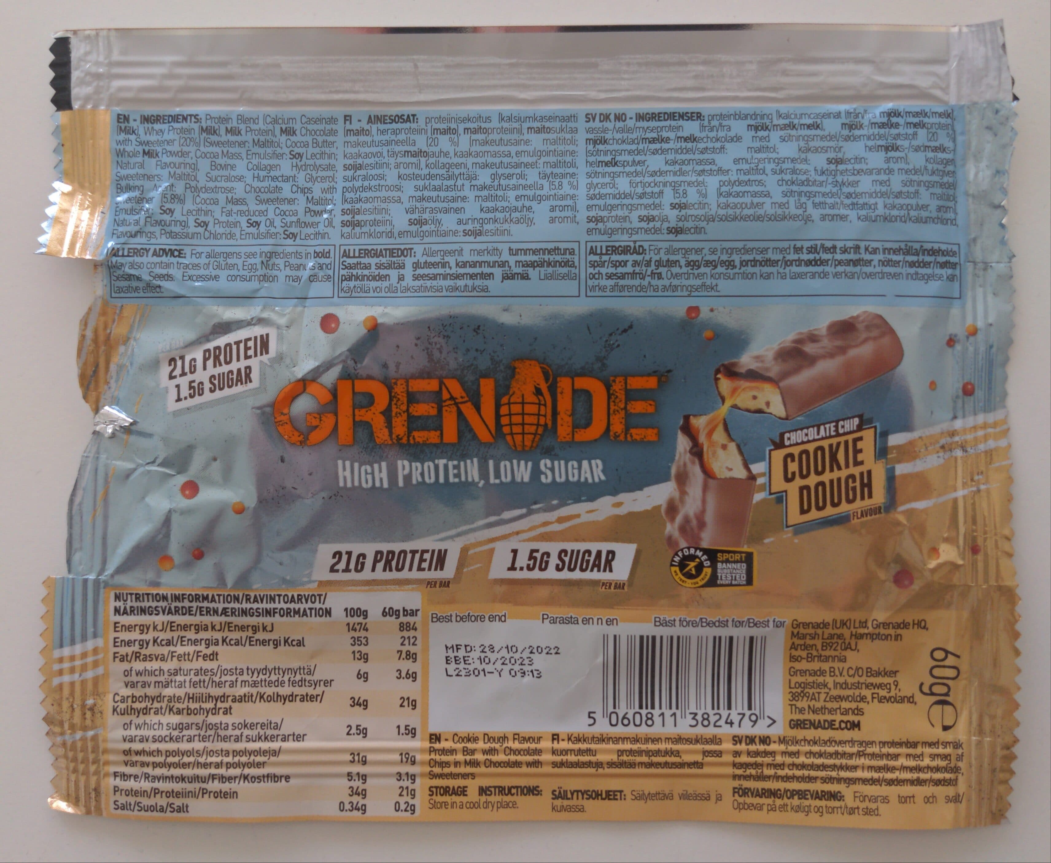 Grenade Grenade Chocolate Chip Cookie Dough Flavour packshot