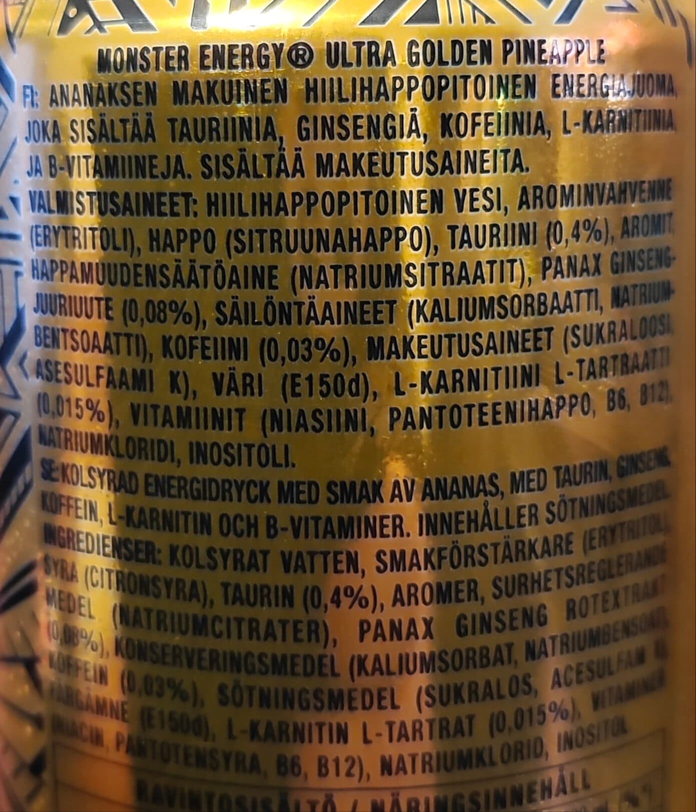 Monster Energy Ultra golden pineapple packshot