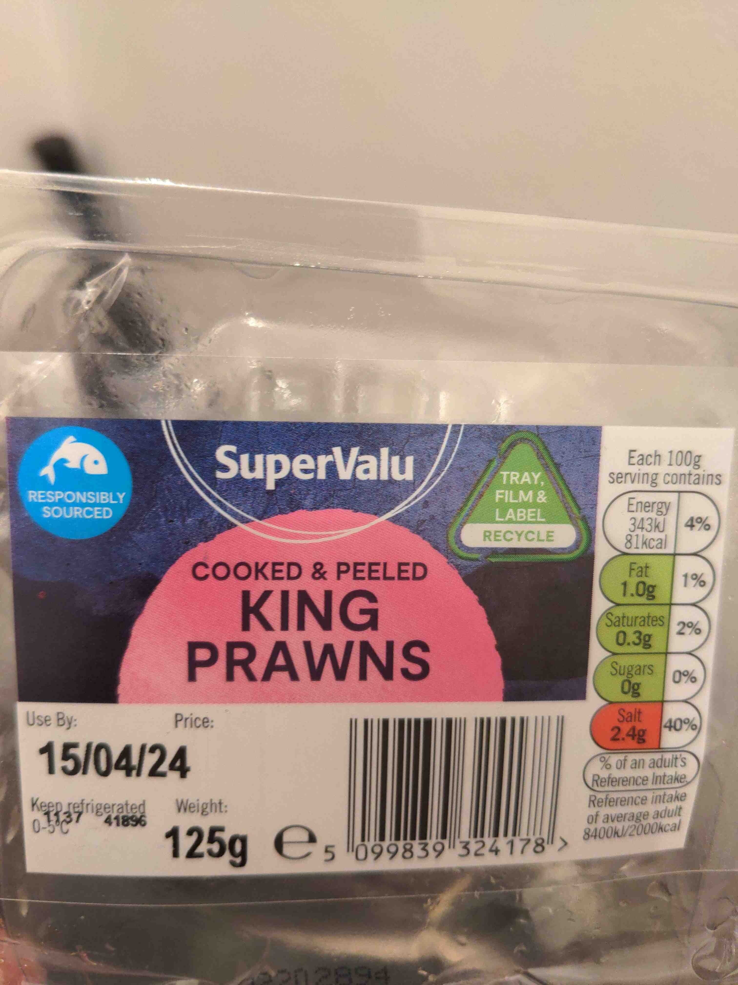 Super Valu Cooked and peeled prawns 125g packshot