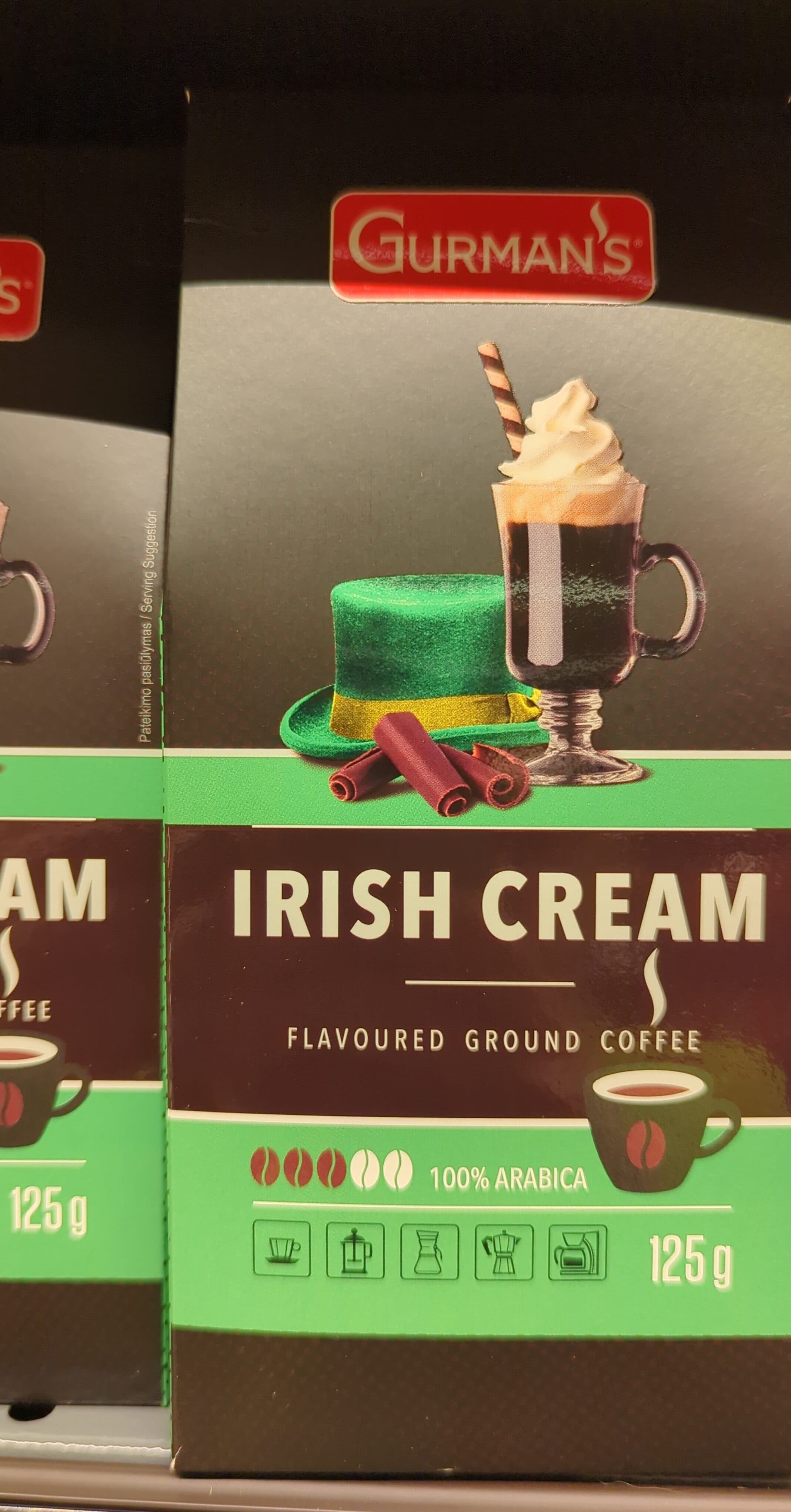 IRISH CREAM FLAVOURED GROUND COFFEE 125g packshot