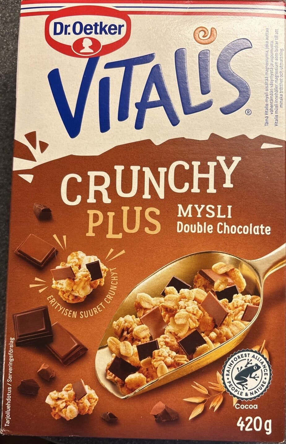 Dr. Oetker Vitalis Crunchy Plus Mysli Double Chocolate packshot