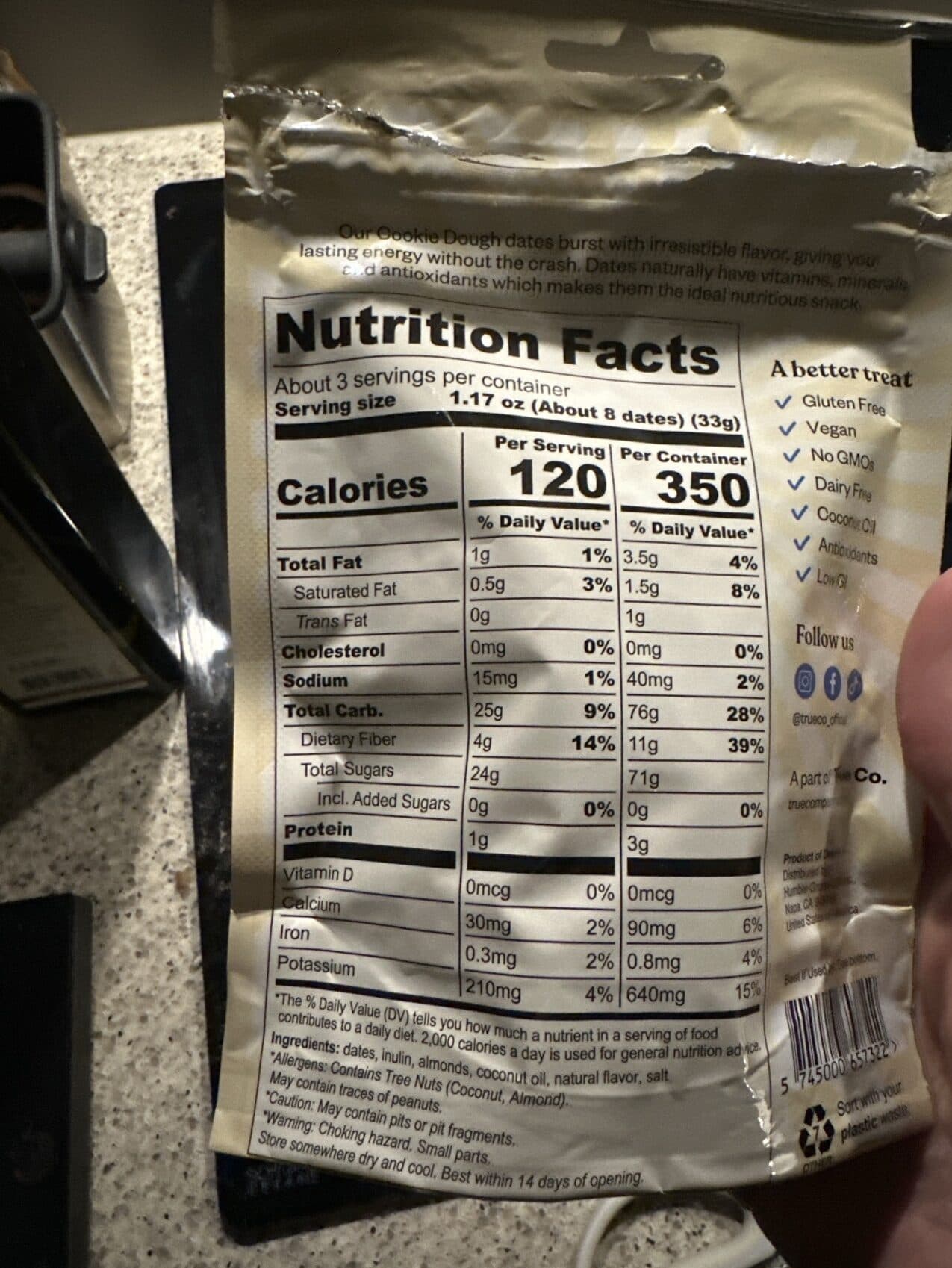 True dates Cookie Dough packshot