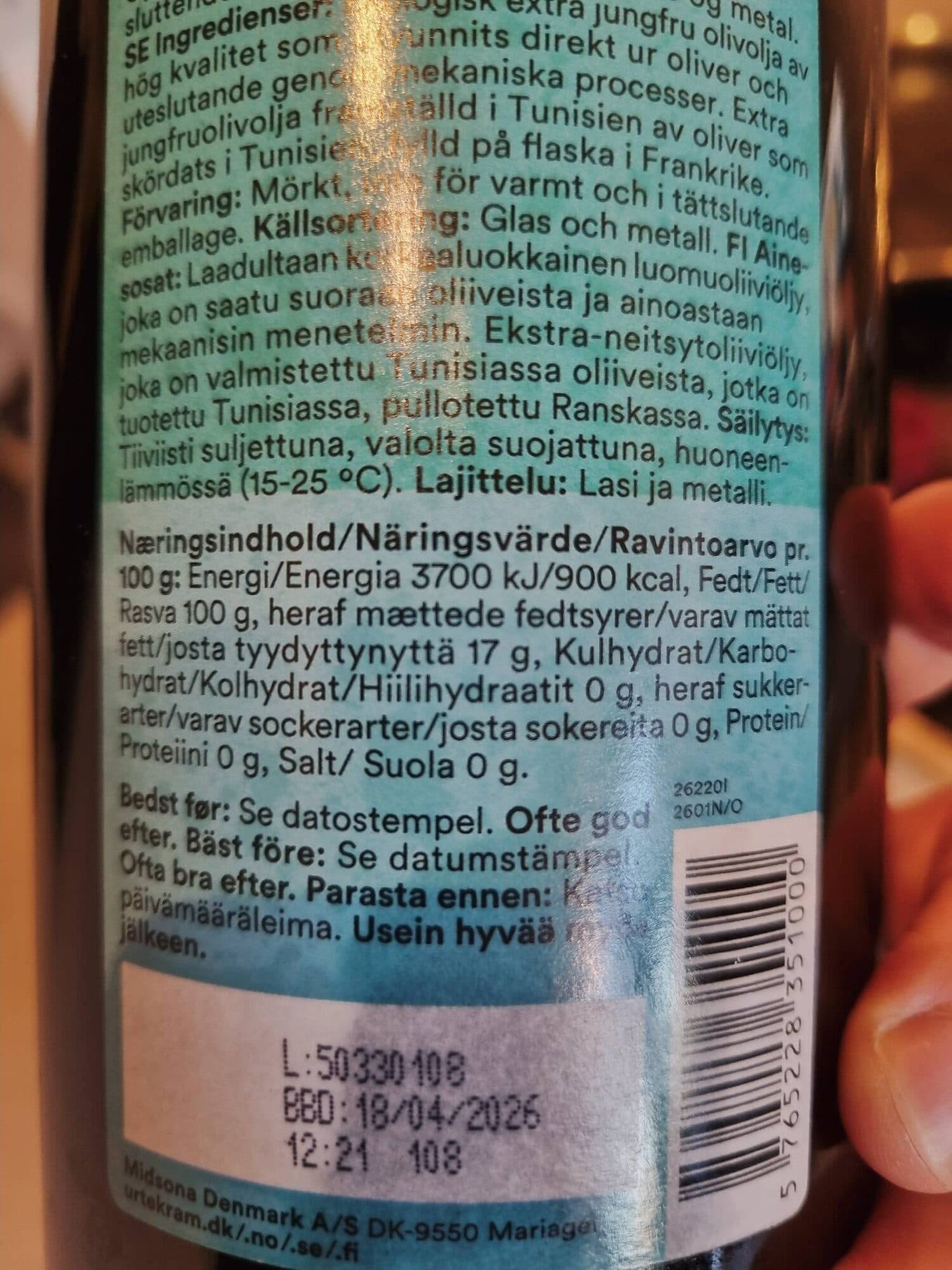 Urtekram Extra-neitsytoliiviöljy packshot