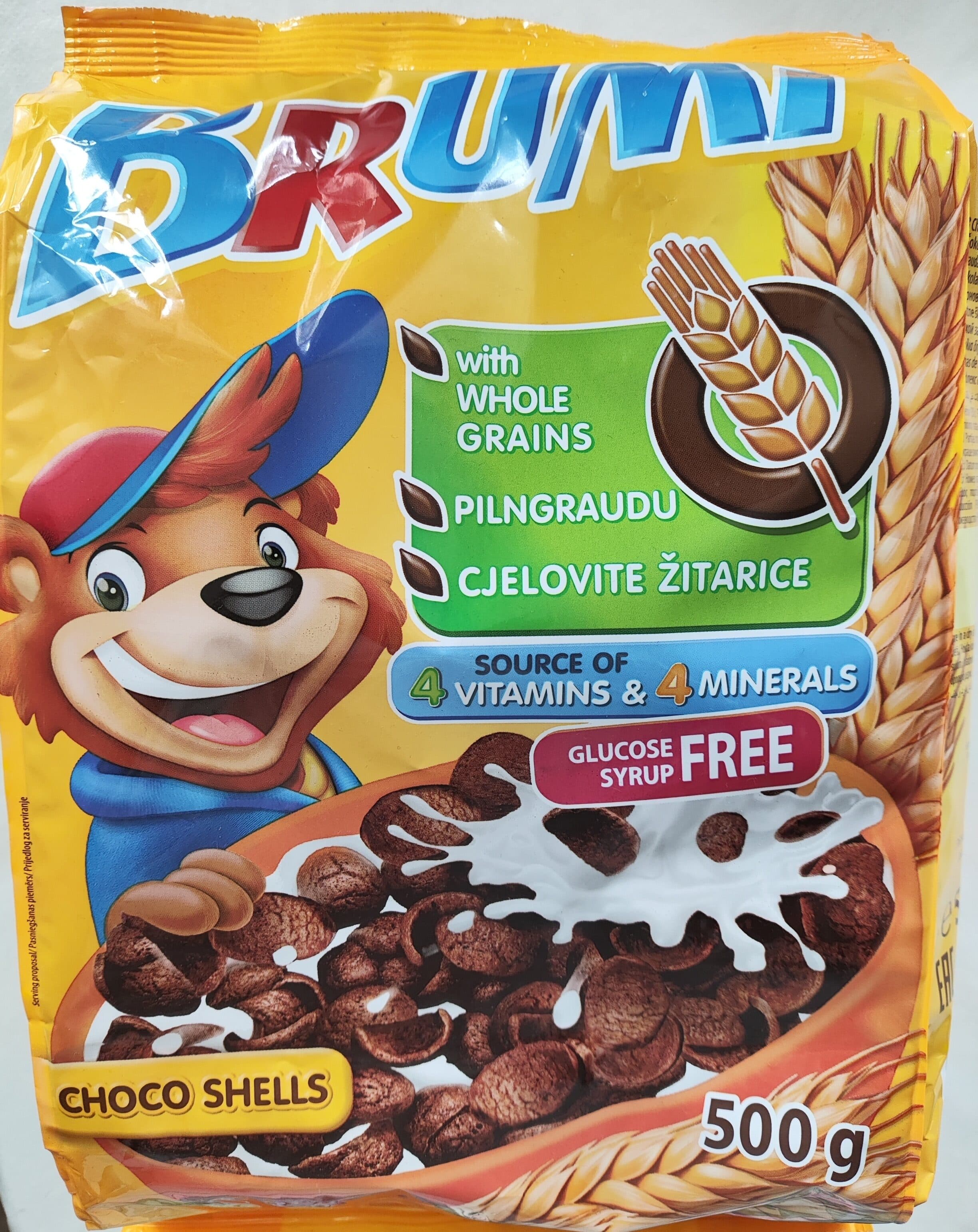 Brumi Chocolate-flavored Cereal shells enriched with vitamins packshot