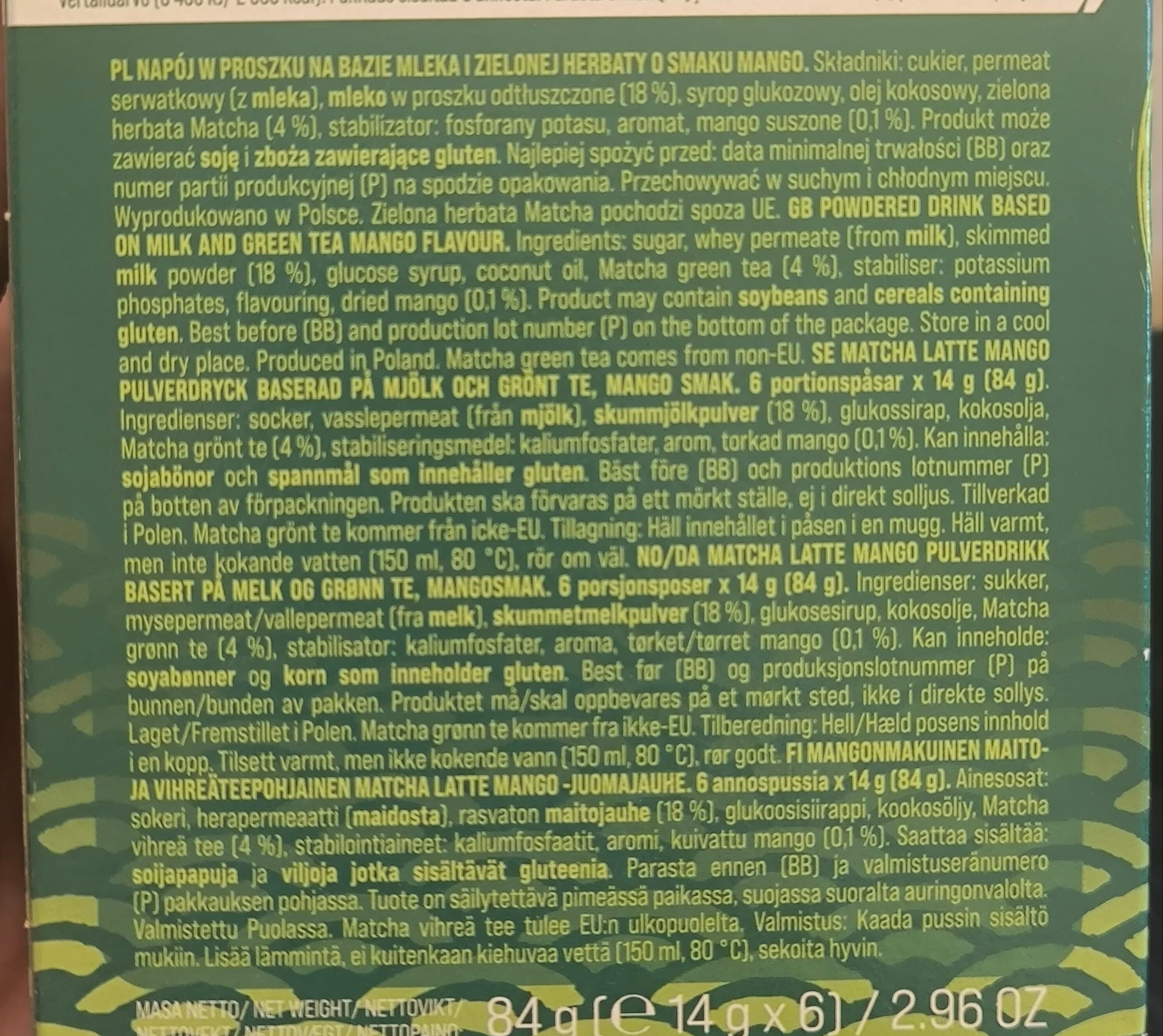 Mokate Matcha latte mango packshot