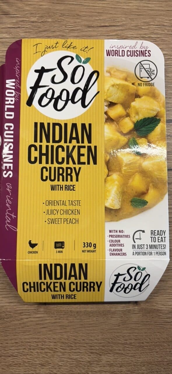 So Food INDIAN CHICKEN CURRY WITH RICE packshot