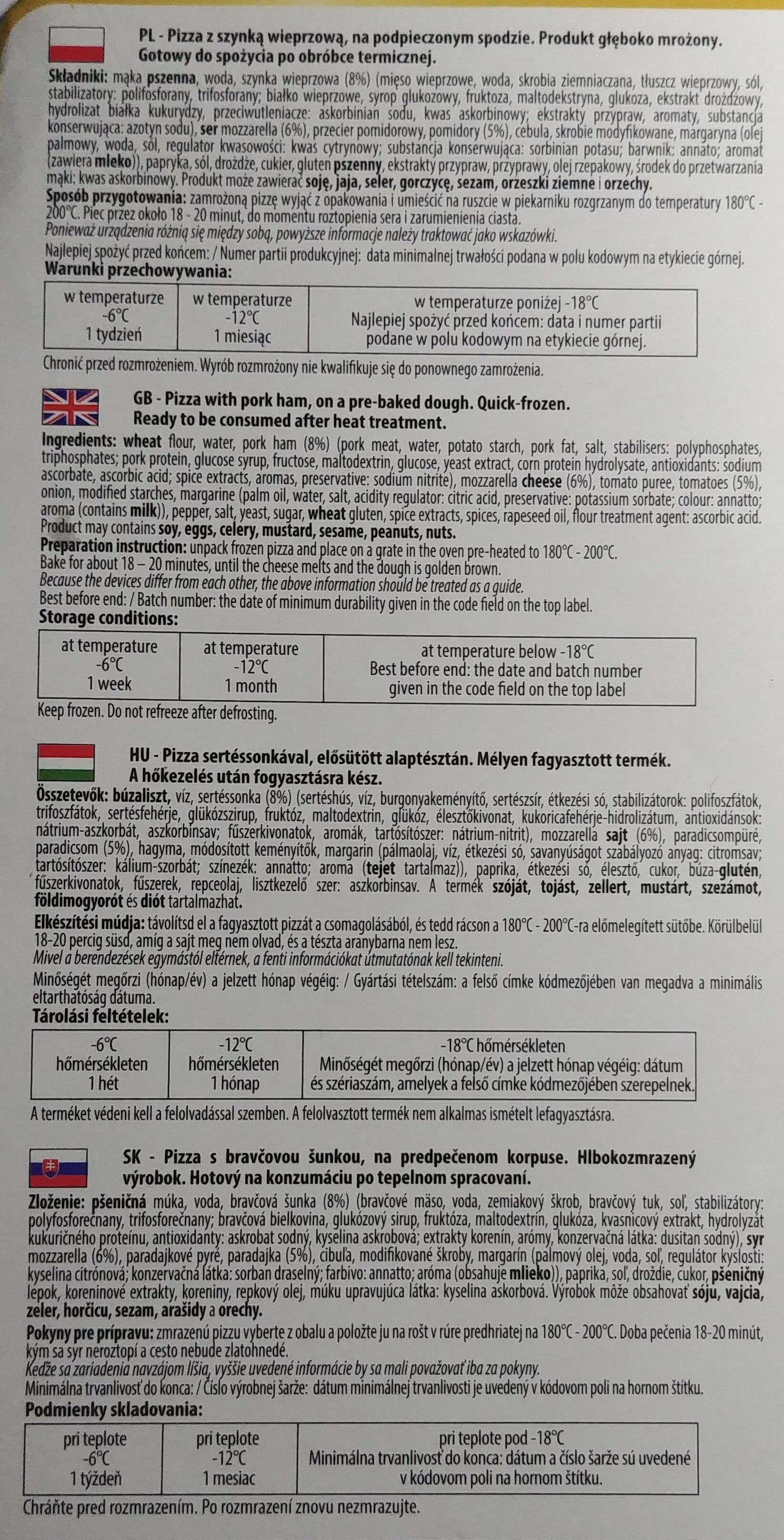 Iglotex Pizza z szynką wieprzową, na podpieczonym spodzie. packshot