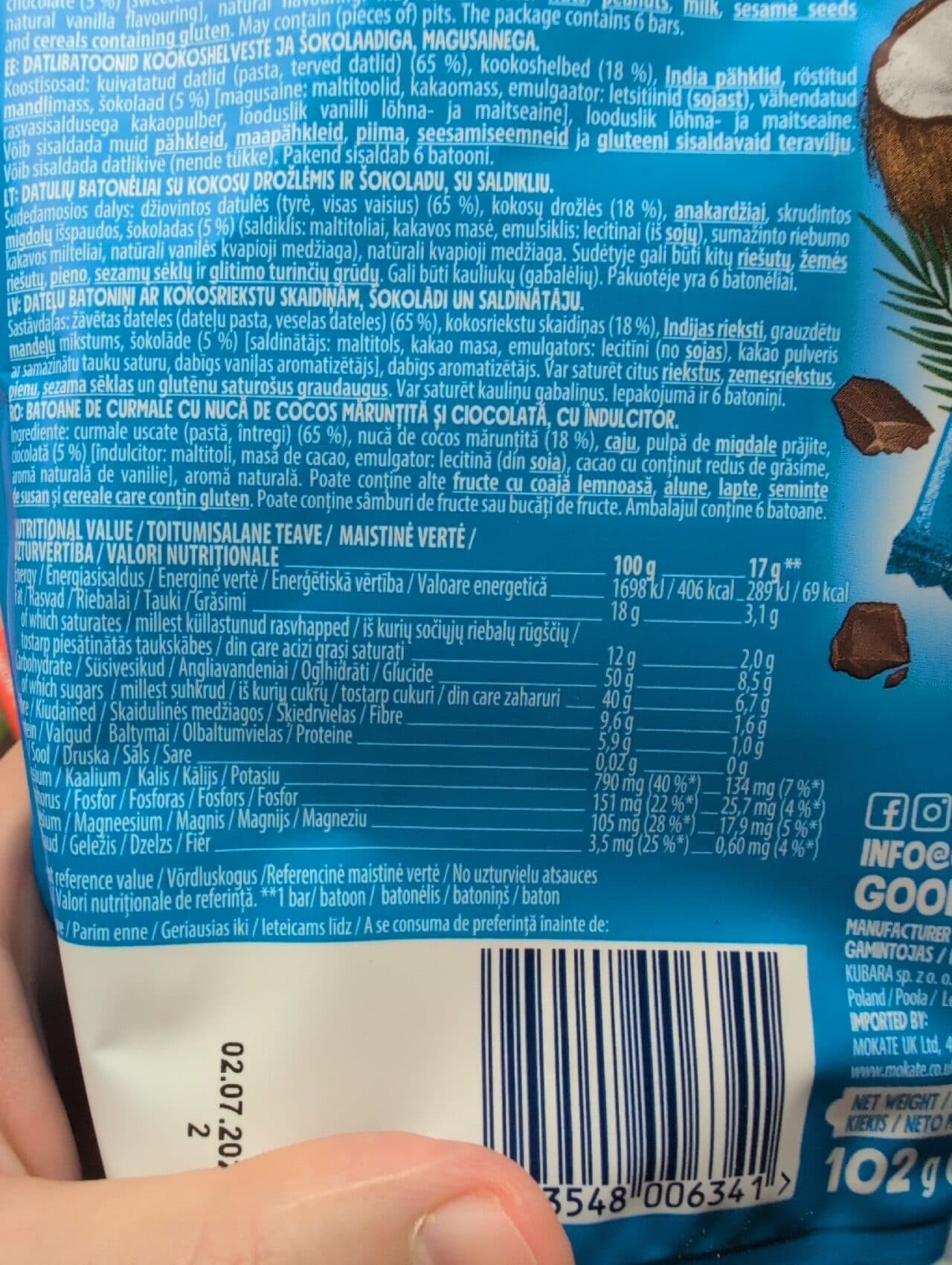Good Calories Date Bars With Coconut packshot