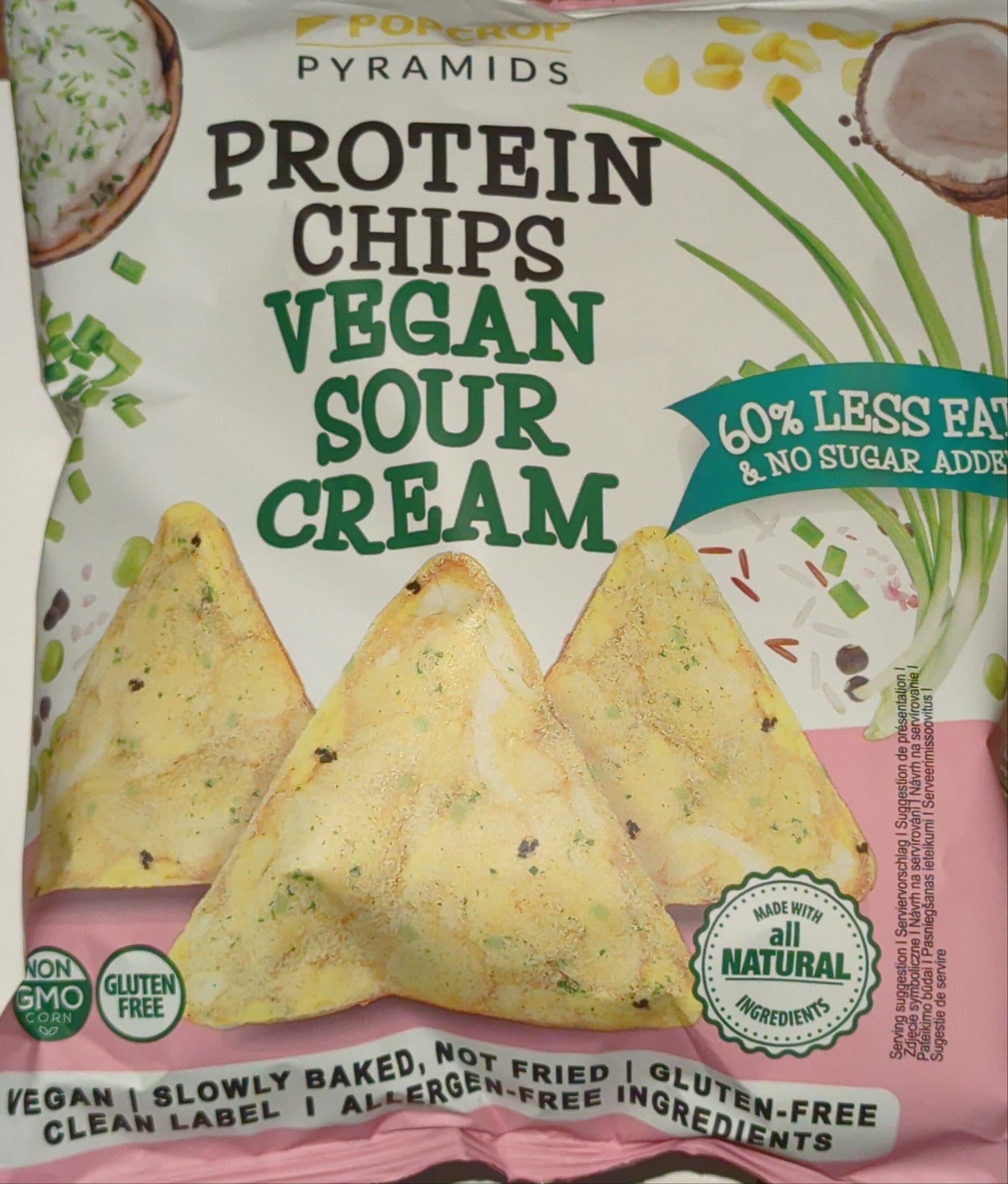 Popcrop Pyramids Protein Chips Vegan Sour Cream packshot