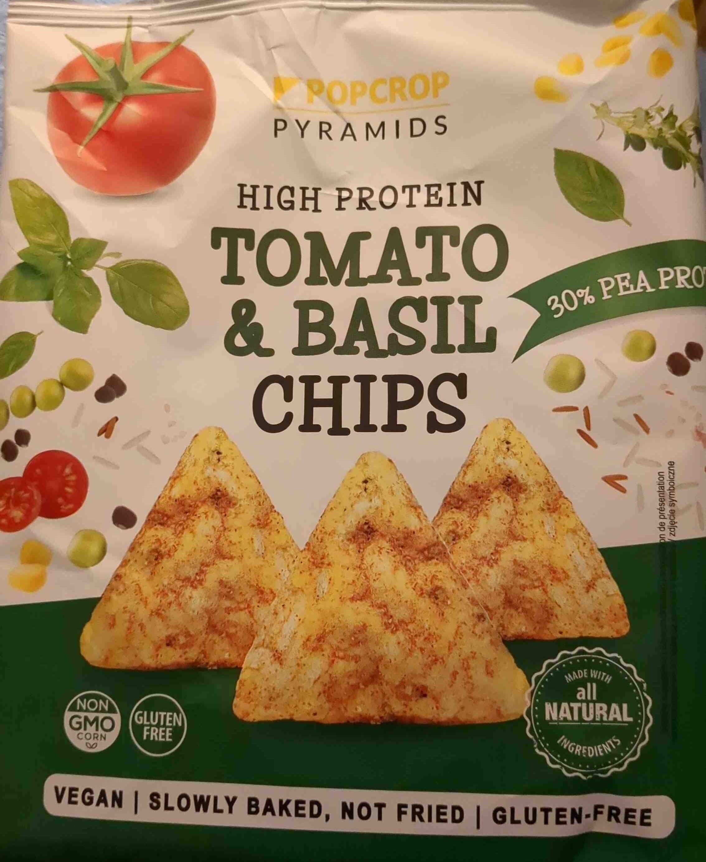 Popcrop Pyramids High Protein Tomato & Basil Chips packshot