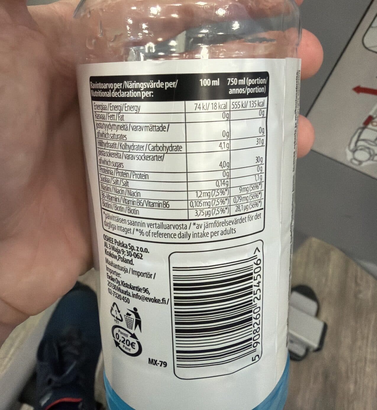 Oshee Isotonic Drink packshot