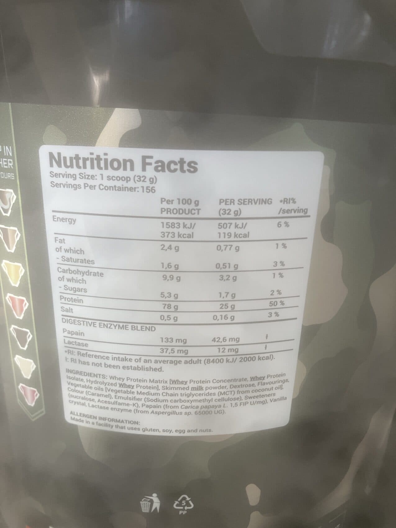 Army Whey Protein Cookies & Cream 78% packshot