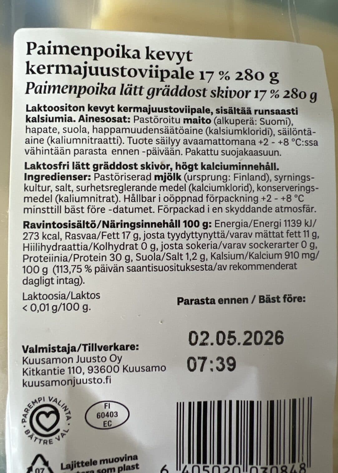 Kuusamon Juusto Paimenpoika Kevt packshot