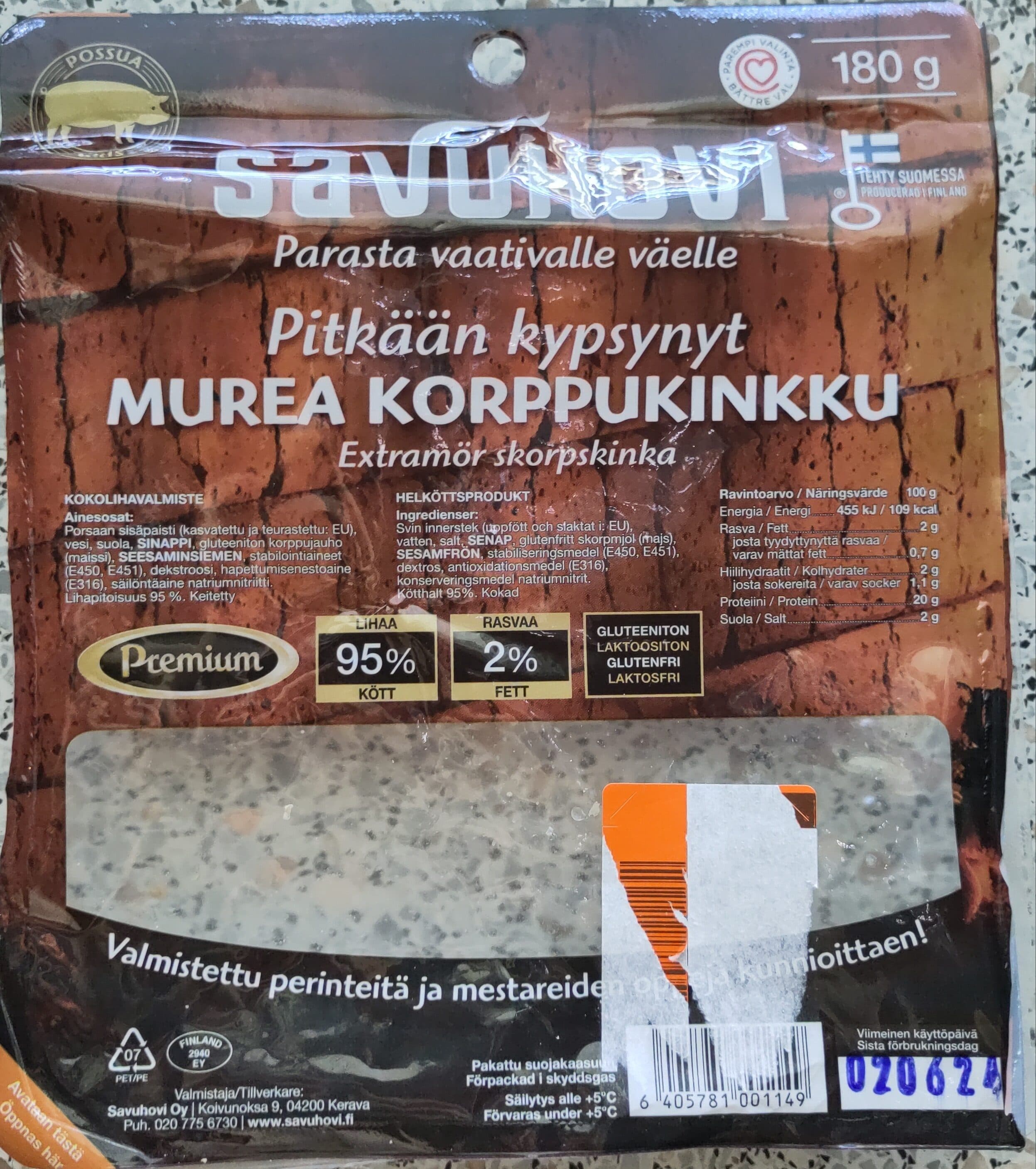 Savuhovi Pitkään kypsynyt murea korppukinkku packshot