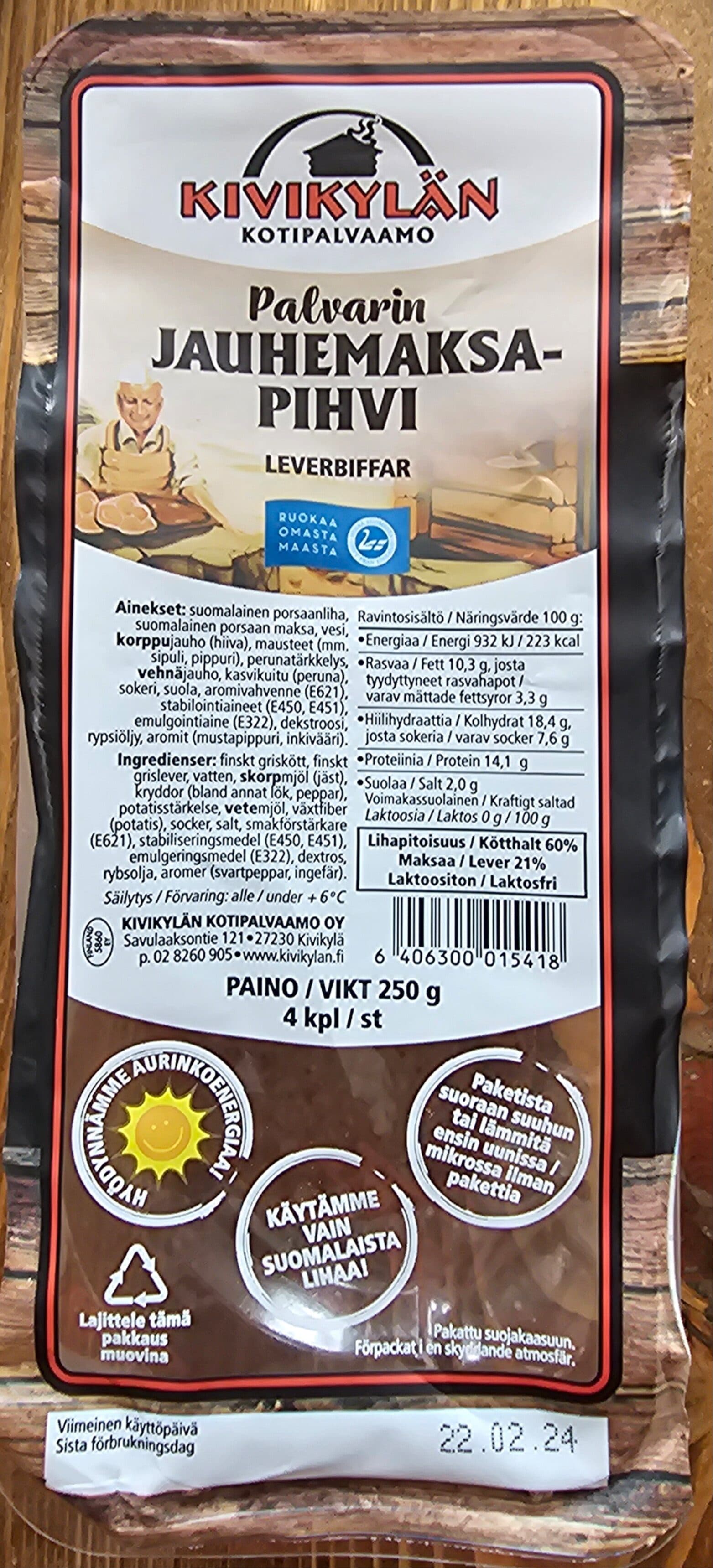 Kivikylän kotipalvaamo Palvarin Jauhemaksapihvi packshot
