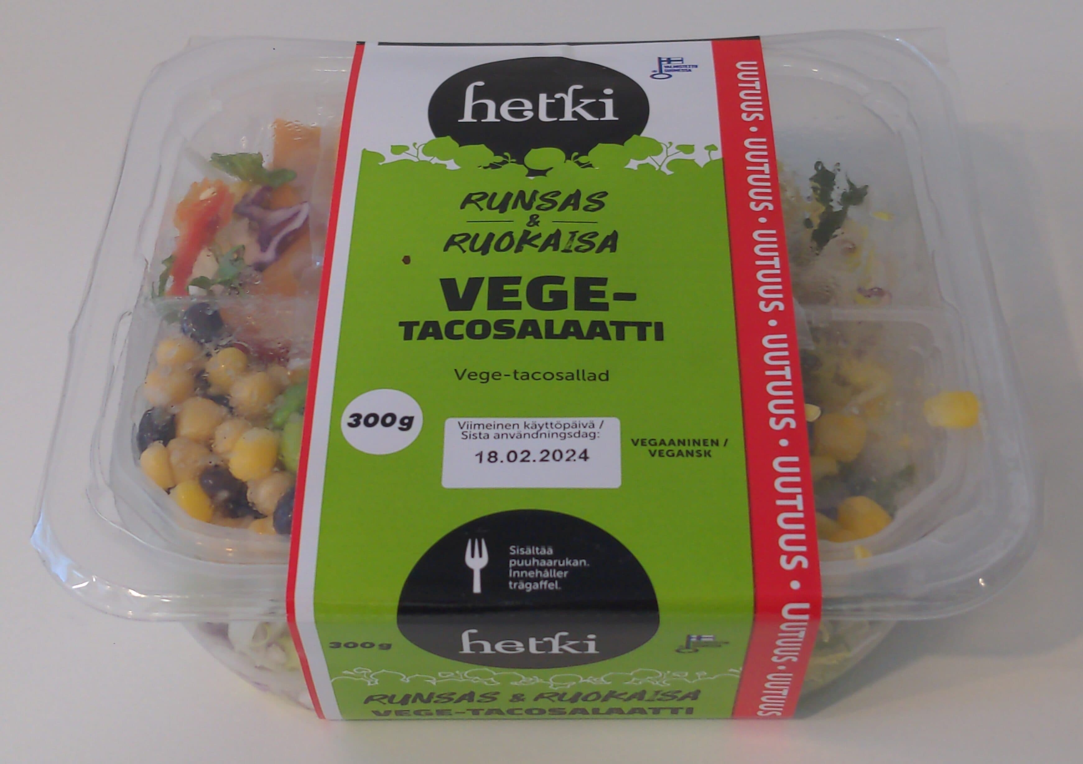 Syö Hyvä Olo Vegaaninen salaatti papusekoituksella, riisillä, tacolastuilla ja tacokastikkeella packshot