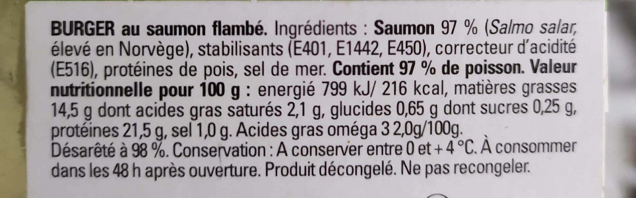 Open Food Facts Burger saumon flambé packshot