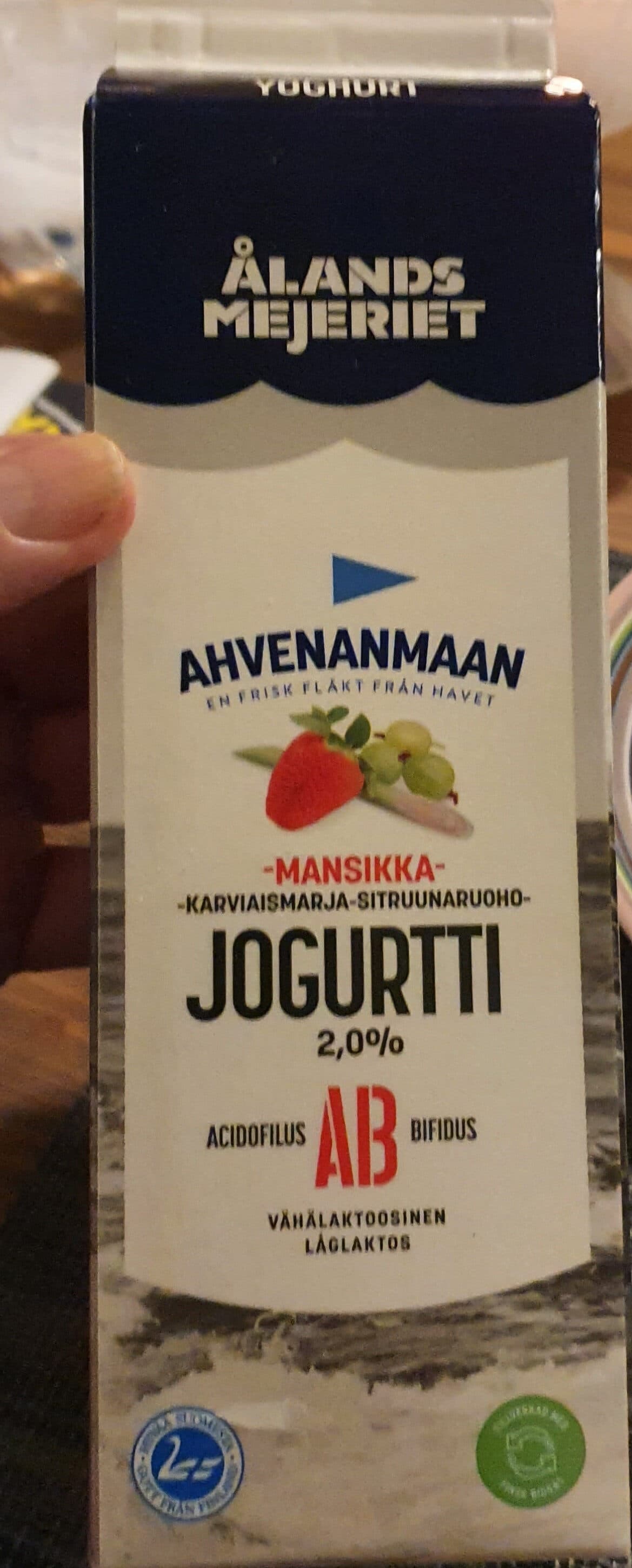 Ålands mejeriet Karviaismarja-Sitruunaruoho-Jogurtti packshot