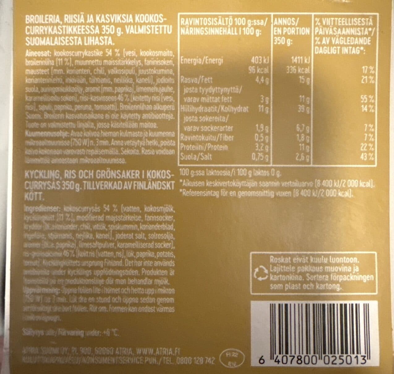 Atria Chicken Massaman Curry packshot
