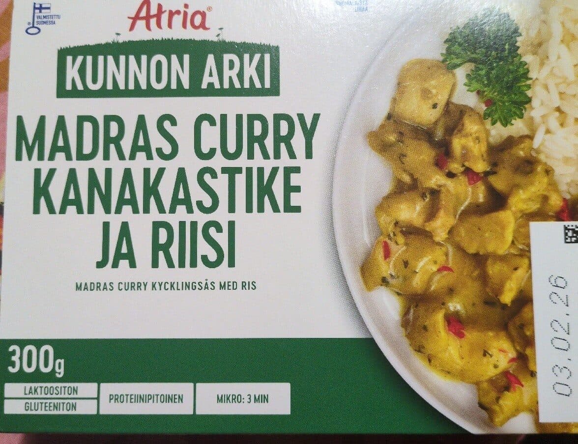 Atria Madras Curry Kanakastike ja Riisi packshot