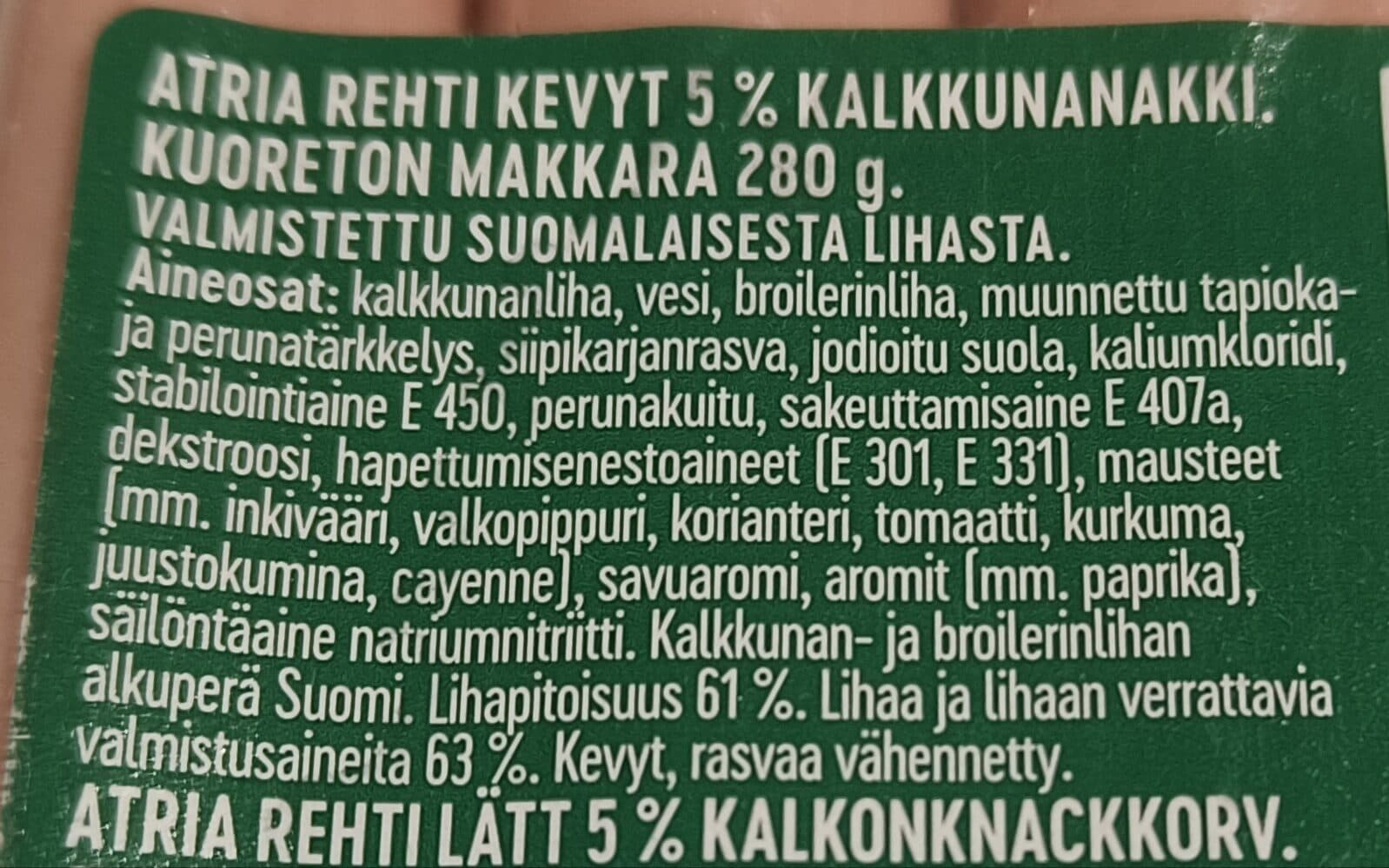 Atria Rehti Kalkkunanakki kevyt packshot