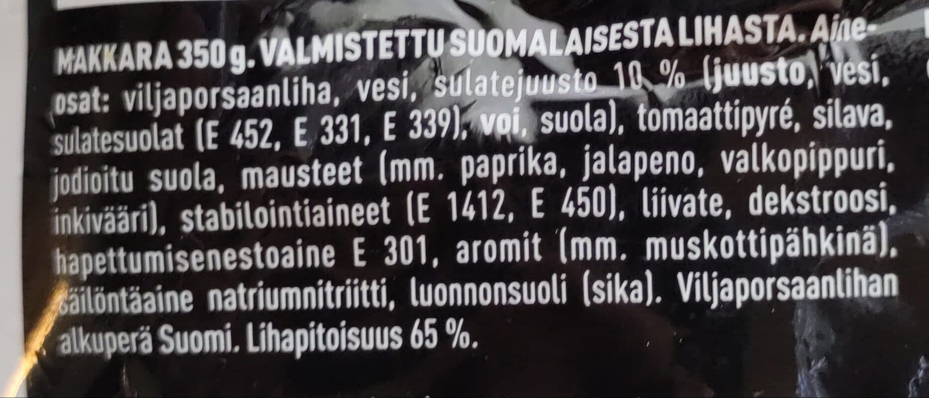 Wilhelm Chili-sulatejuustomakkara packshot