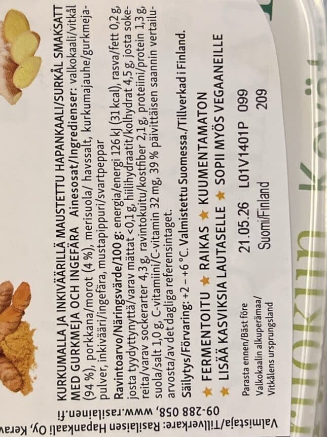 Rasilainen Hapankaali (Kurkuma-Inkivääri) packshot