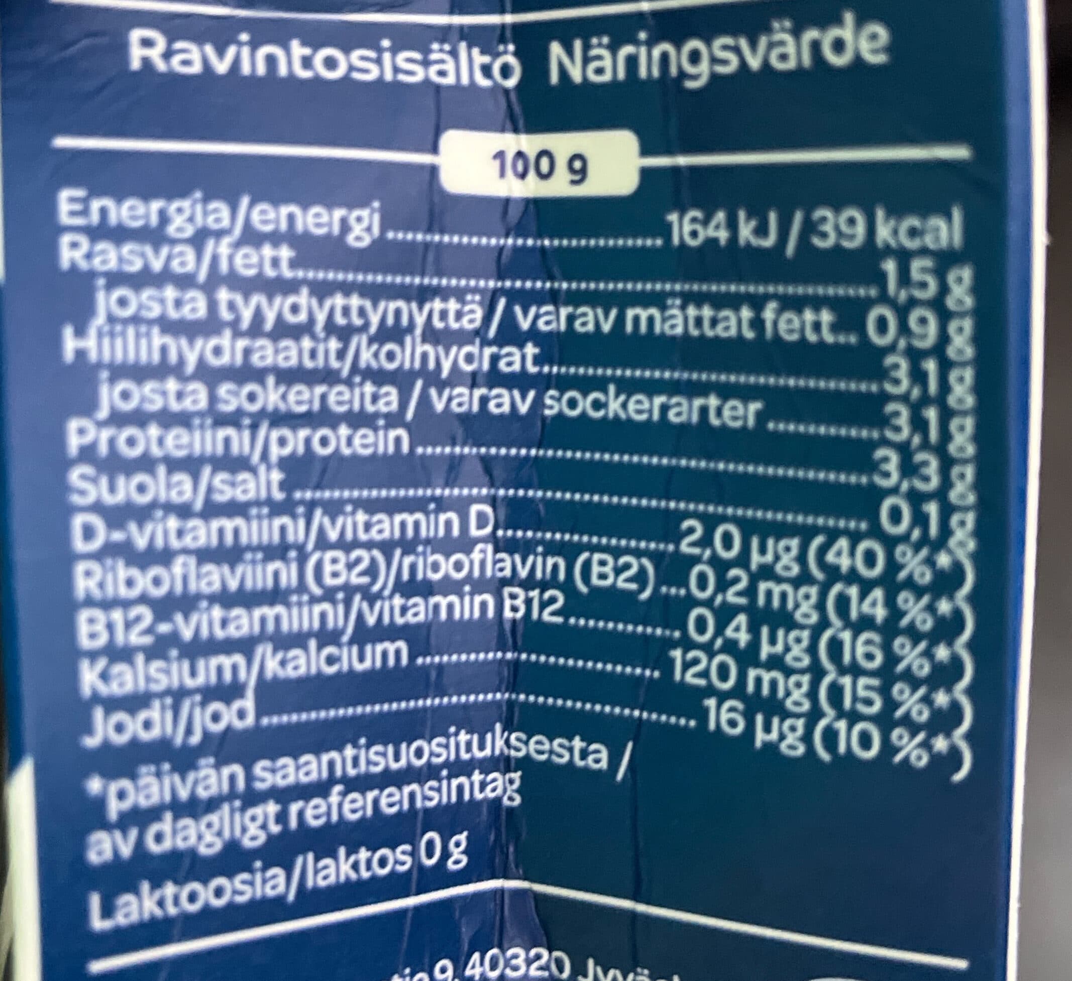Valio Eila laktoositon kevytmaitojuoma packshot