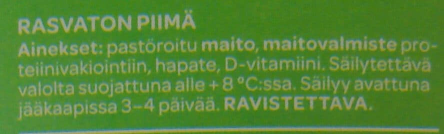 Valio Rasvaton piimä packshot