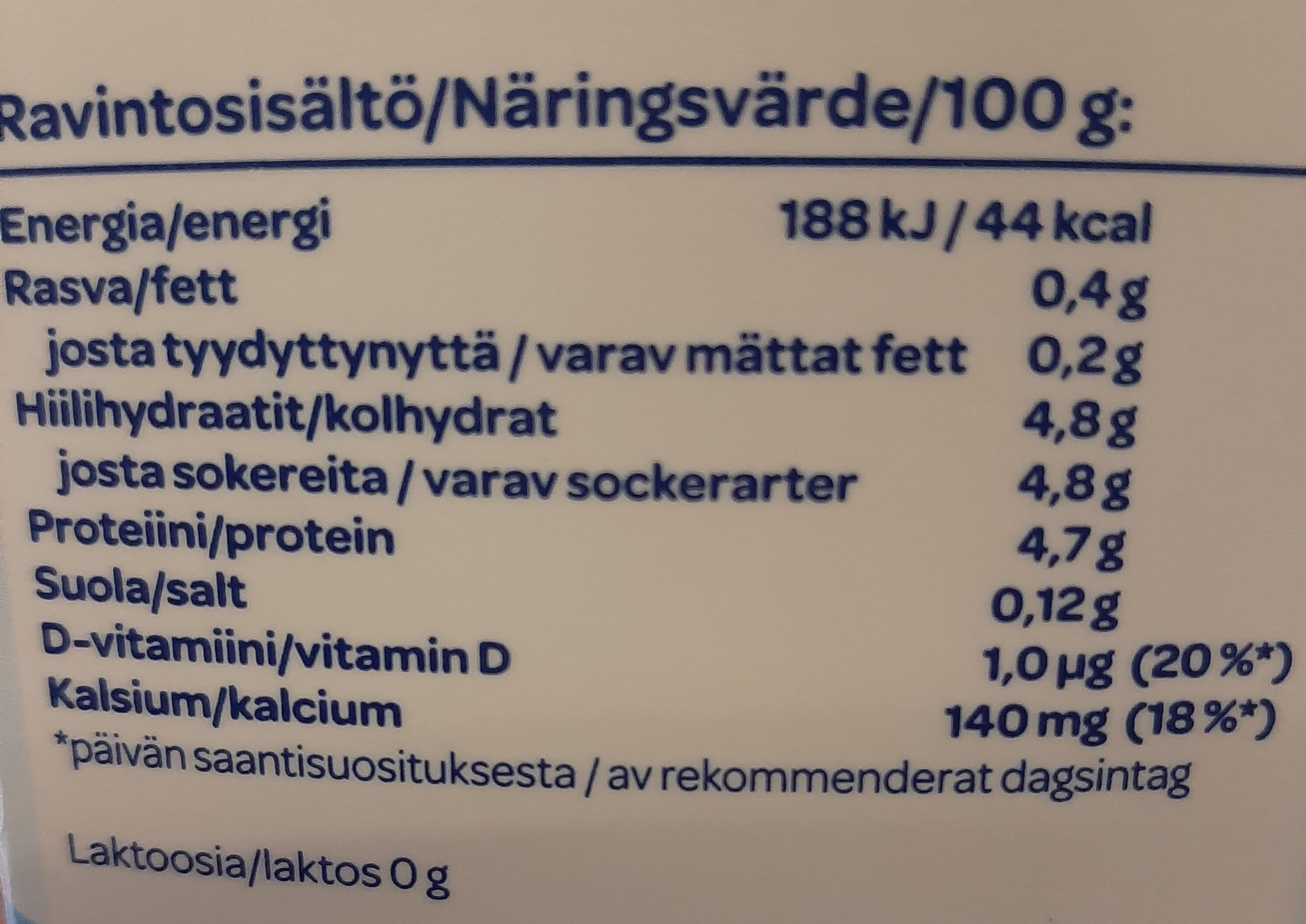 Valio Eila laktoositon luonnonjogurtti rasvaton asidofilus + bifido packshot