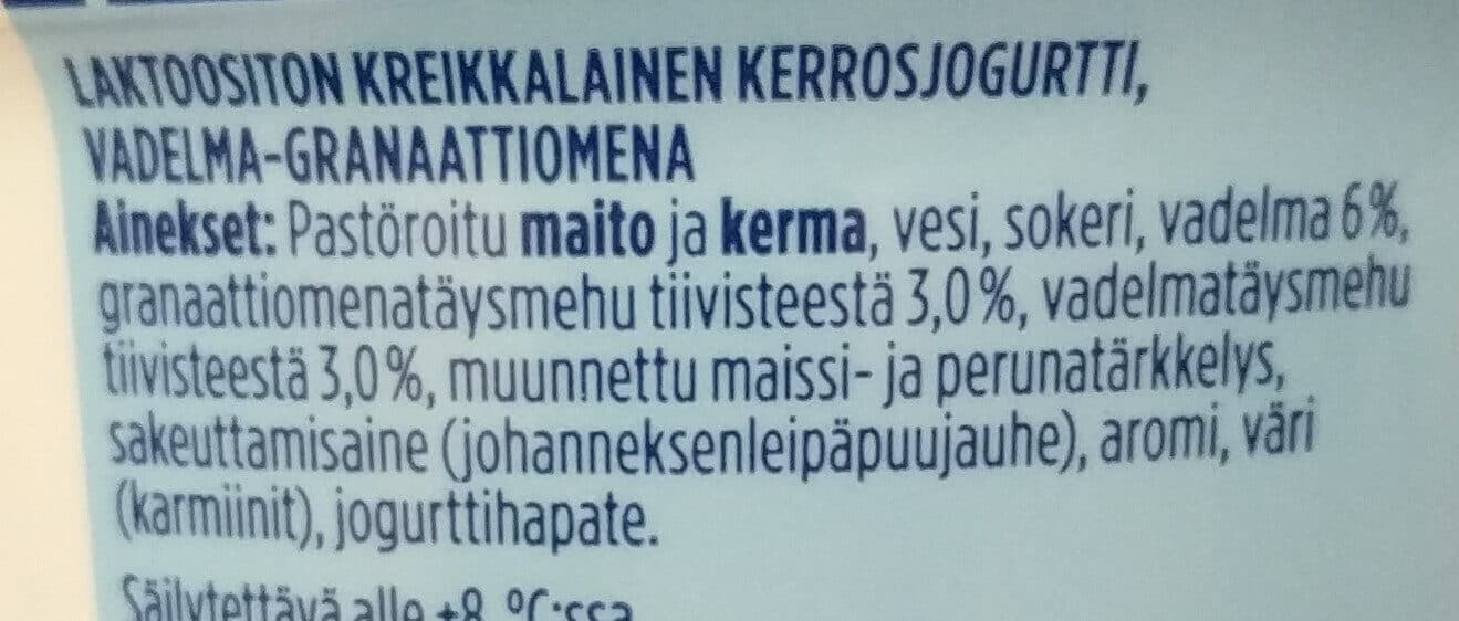 Valio Kreikkalainen jogurtti vadelma-granaattiomena packshot