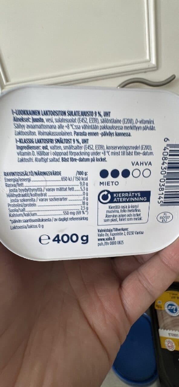 Valio Polar levittyvä sulatejuusto 9% packshot