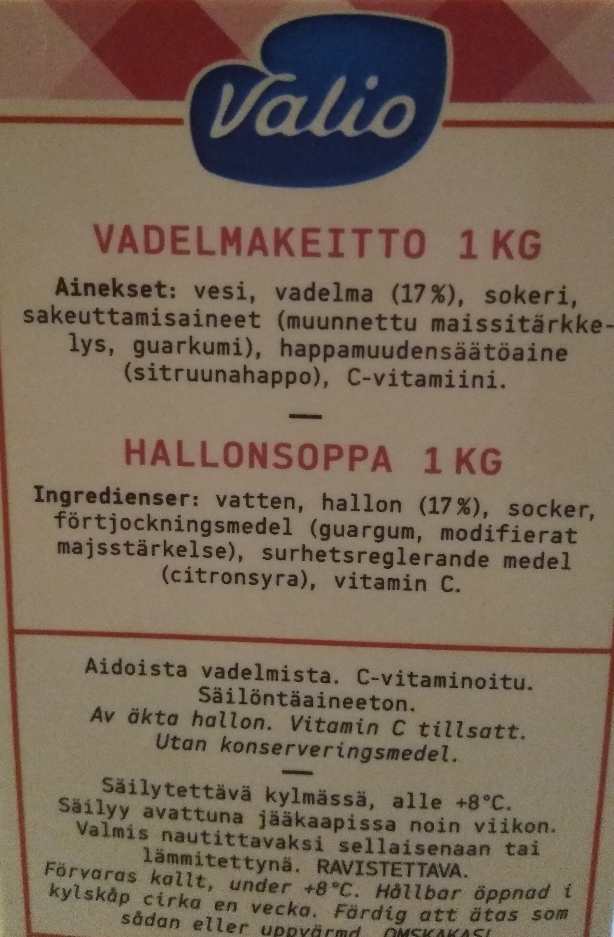 Valio Vadelmakeitto packshot