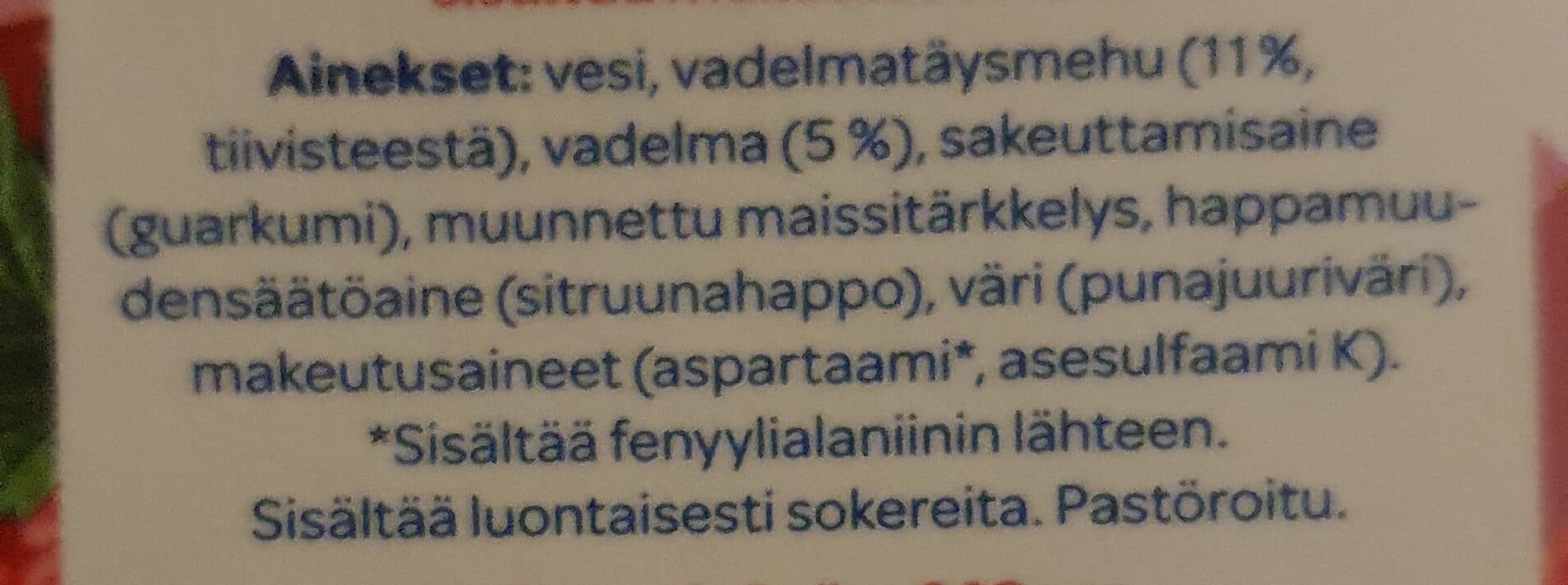 Valio Vadelmakeitto sokeroimaton packshot
