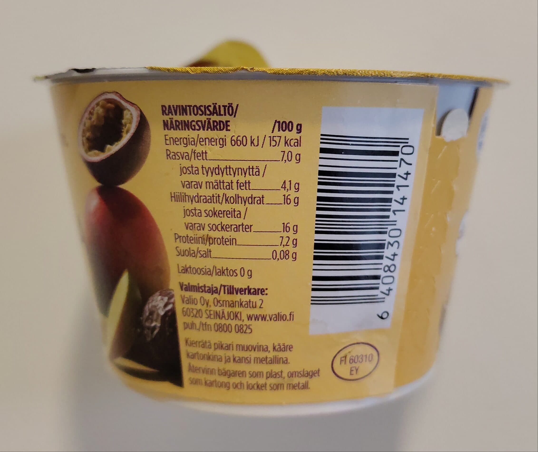 Valio Maustettu rahka mango-passio packshot